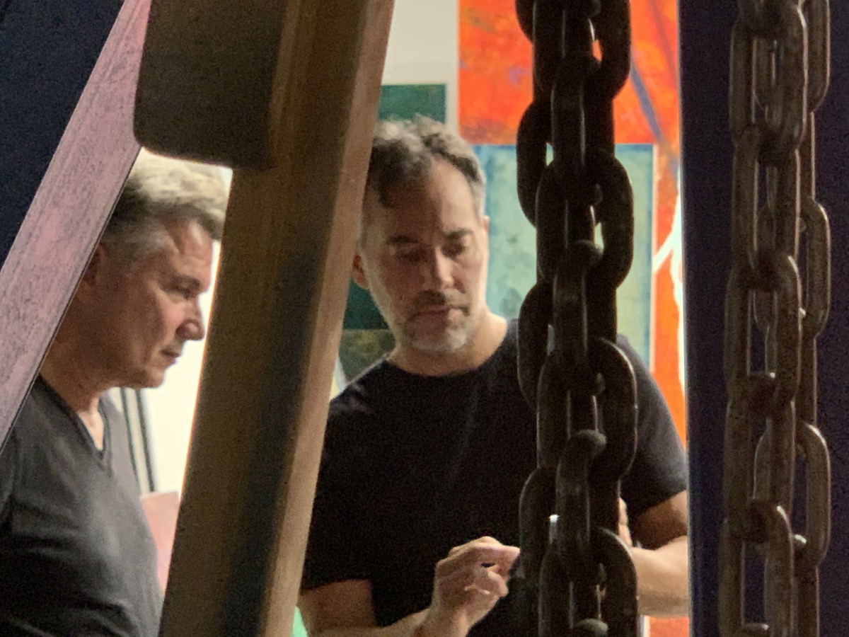 In the studio — among the paintings that inform his sense of colour and light